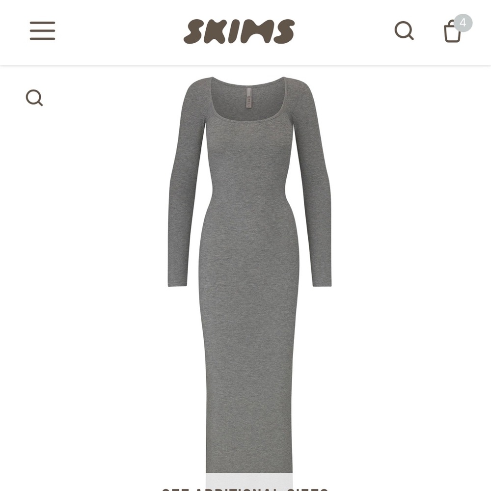 NWT XL SKIMS long sleeve maxi body con dress.  Super soft ribbed fit  flattering